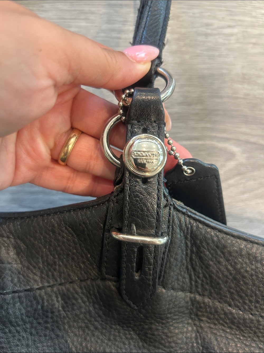 Coach Black Pebbled Leather Tote - Picture 14 of 16